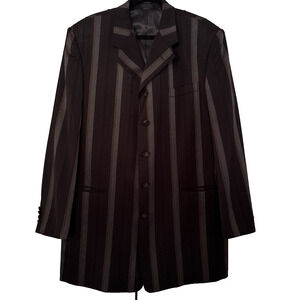 Blazer 42L Black Emboss Stripe Super 100s Moto Uomo Formal Party Jacket